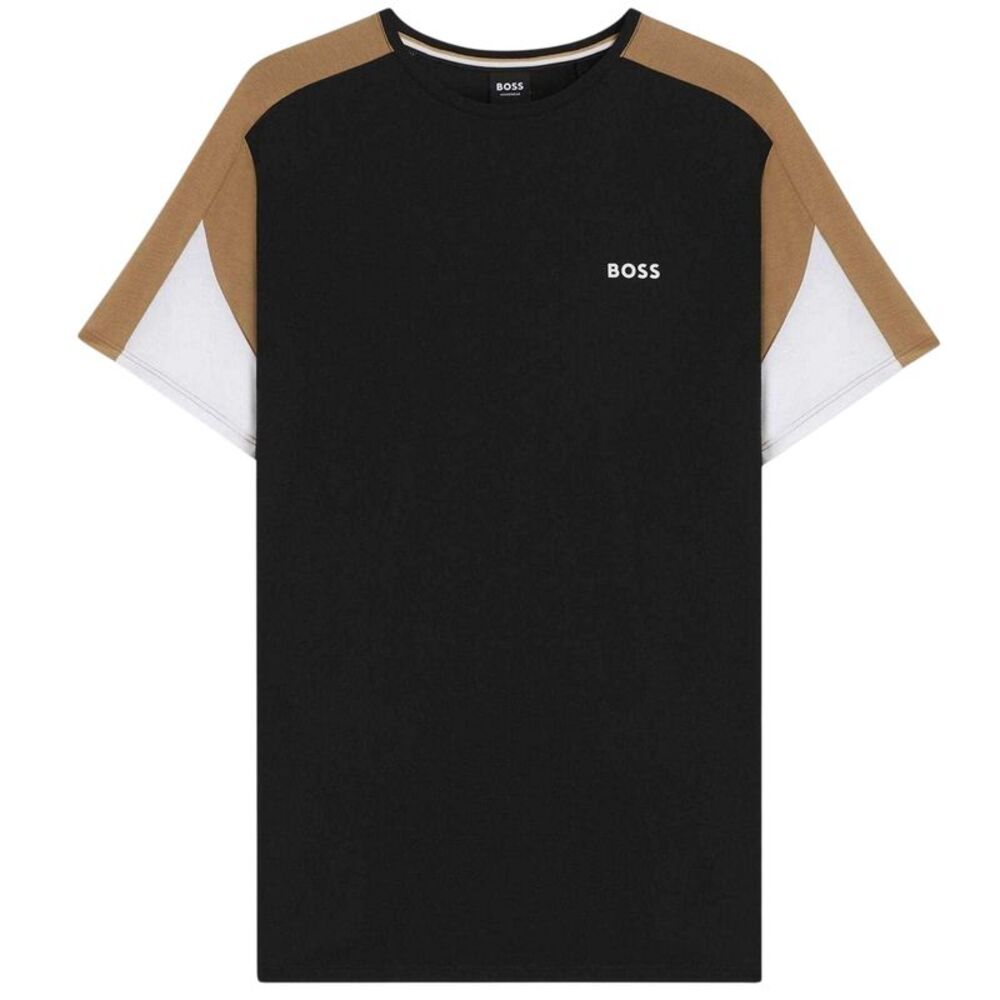 Boss Mens Colour Block Cotton Blend T-Shirt / Black